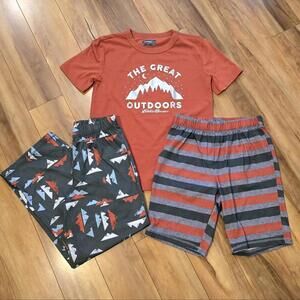 Eddie Bauer Orange and Green Pajama Set Comfortable Sleepwear Boy's M 10/12